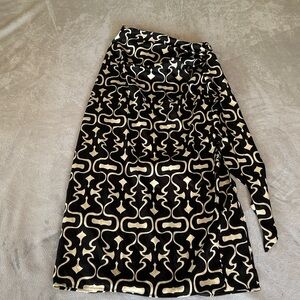 Zara Black & Cream Geometric Maxi Skirt
